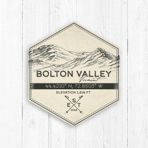 Bolton Valley Ski Resort Hexagon-badge van Printed Marketplace