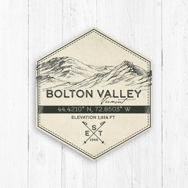 Bolton Valley Ski Resort Hexagon Badge von Printed Marktplatz