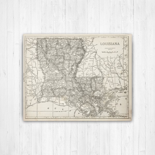 Louisiana Antique State Map Print | Louisiana Canvas Map Art | Printed Marketplace
