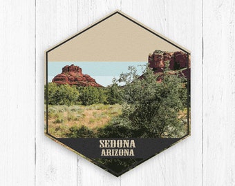 Sedona Arizona Hexagon Canvas, Sedona Arizona Print, Sedona Arizona Illustration, Sedona Arizona Canvas, Sedona Arizona Canvas Print