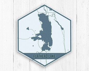 Flathead Lake Montana Print, Flathead Lake Canvas, Blue Lake Map, Flathead Lake Hexagon Canvas,Flathead Lake Canvas Print, Flathead Lake Map