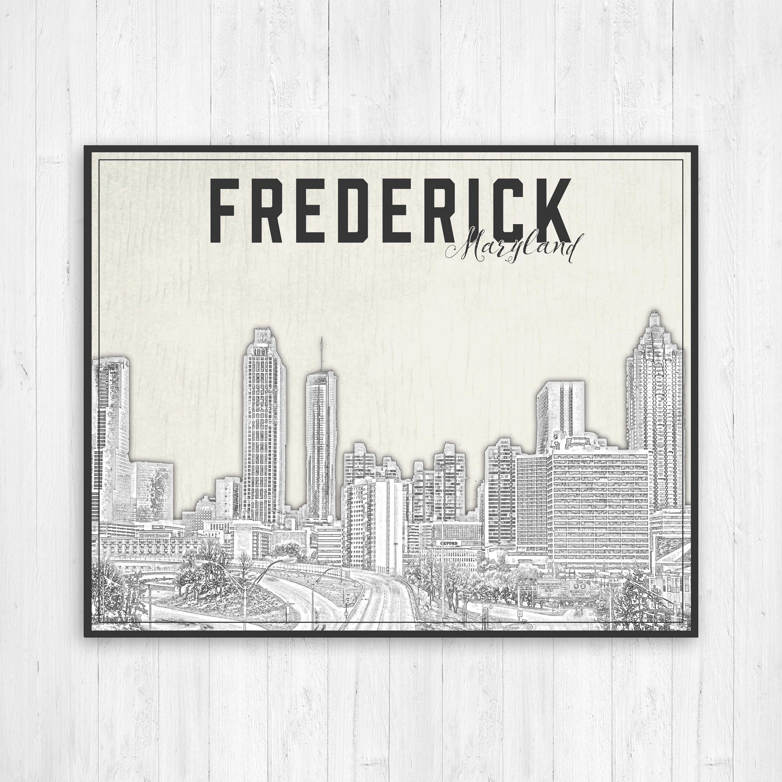 Frederick Maryland Illustration City Print Frederick Maryland Etsy