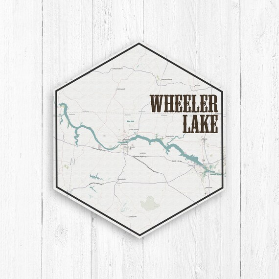 Wheeler Lake Alabama Hexagon Lake Map by Printed Marketplace Etsy