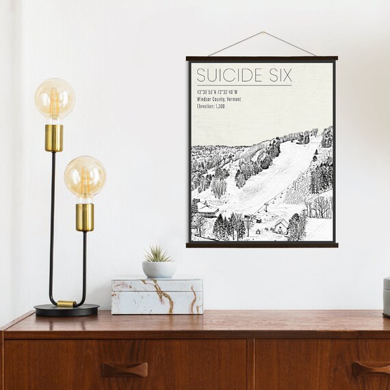 Buy Suicide Six Vermont Ski Illustration Print Hanging Canvas of Online in  India - Etsy
