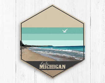 Lake Michigan, Lake Michigan Wall Art, Lake Michigan Wall Decor, Lake Michigan Canvas, Lake Michigan Hexagon, Lake Michigan Art, Lake Decor