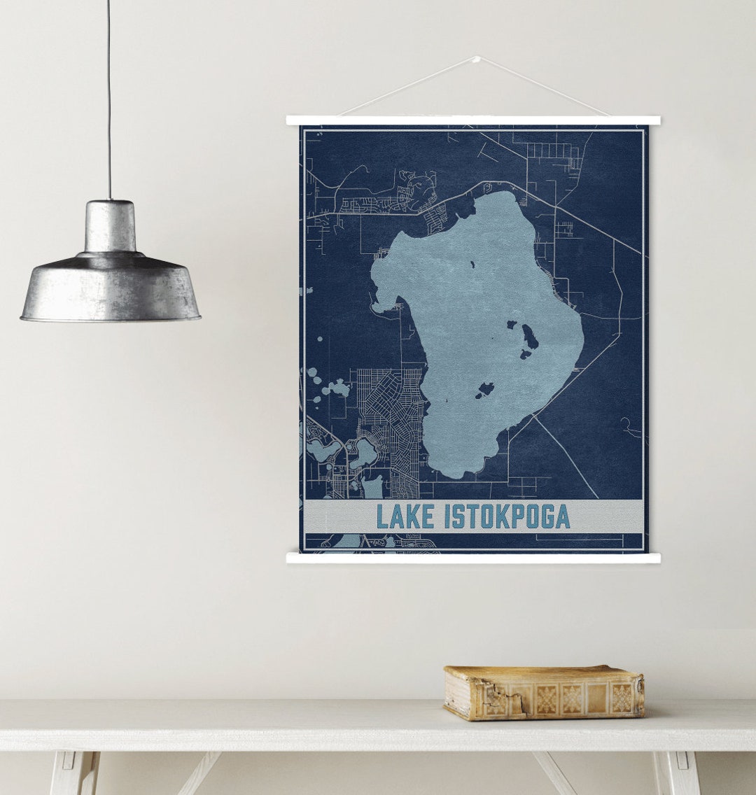 Lake Istokpoga Florida Map Print | Lake Istokpoga Magnetic Poster Frame ...