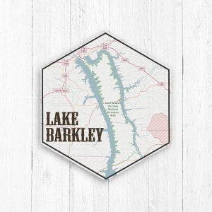 Tela esagonale del Lago Barkley Kentucky, Tela del Lago Barkley, Laghi d&#39;America, Mappa nautica, Collezione di viaggi, Tela con stampa del Lago Barkley