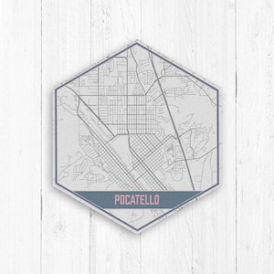 Pocatello Idaho Street Map, Pocatello Idaho Hexagon, Gray and Blue Street Map, Pocatello Map ...