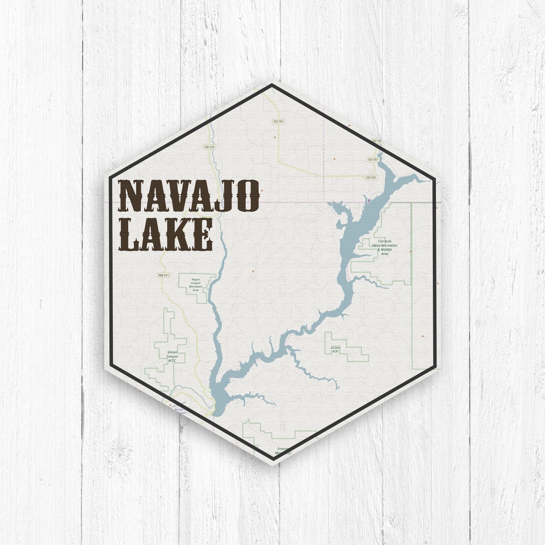 Navajo Lake New Mexico Hexagon Lake Map by Printed Marketplace Etsy