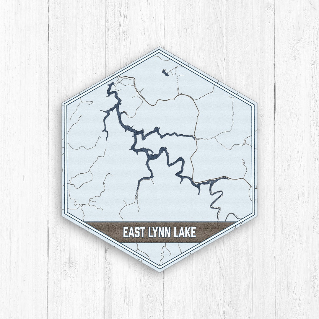 East Lynn Lake West Virginia Hexagon Canvas Lake Print, East Lynn Lake