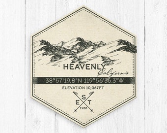 Heavenly Ski Resort Hexagon Badge