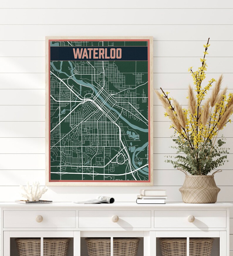 Waterloo New York Street Map Hanging Canvas Map of Waterloo Etsy