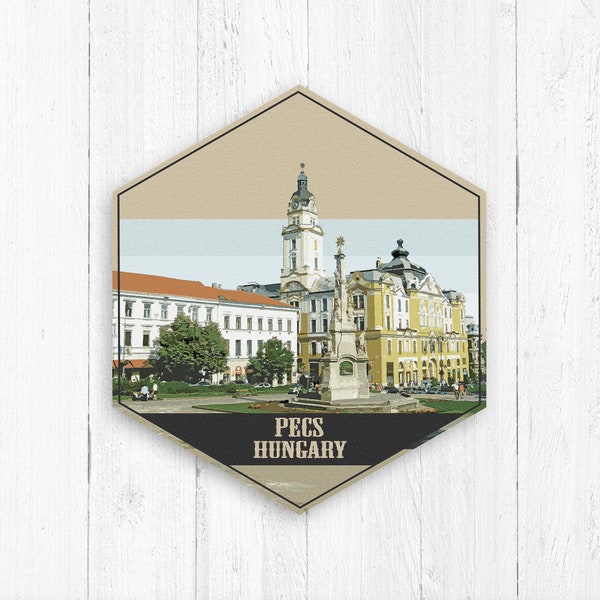 Pecs Hungary Hexagon Print por Printed Marketplace