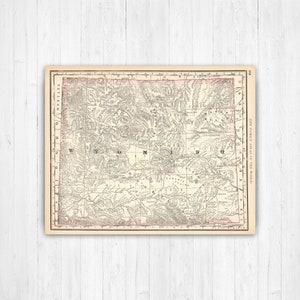 Wyoming Antique Color State Map Print | Wyoming Canvas Map Art | Printed Marketplace