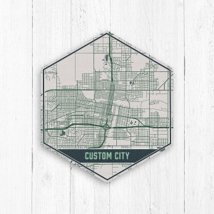 Mapa de ciudad personalizado, mapa hexagonal, lienzo hexagonal, impresión personalizada, mapa callejero personalizado, mapa de la ciudad natal, impresión de mapa personalizada, impresión personalizada, mapa callejero