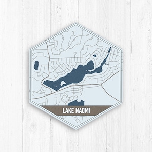 Impression sur toile hexagonale du lac Naomi Pennsylvanie, toile du lac Naomi Pennsylvanie, carte nautique du lac Naomi, collection de voyages, impression du lac Naomi