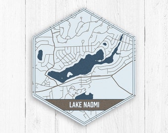 Lake Naomi Pennsylvania Hexagon Canvas Print, Lake Naomi Pennsylvania Canvas, Lake Naomi Nautical Map, Travel Collection, Lake Naomi Print