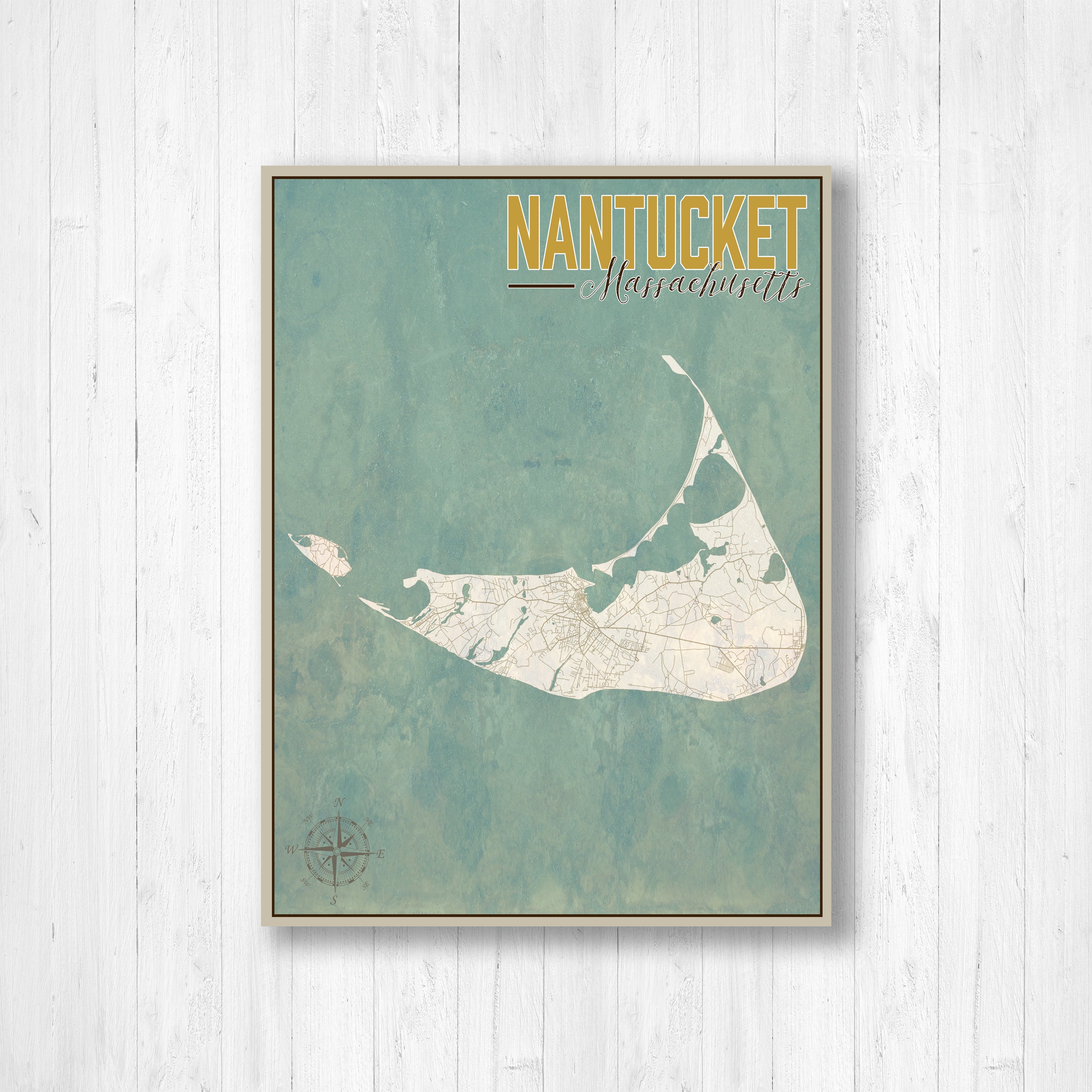 Nantucket Massachusetts Street Map Hanging Canvas Map of | Etsy
