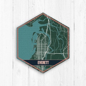Everett Washington Hexagon Street Print by Printed Marketplace