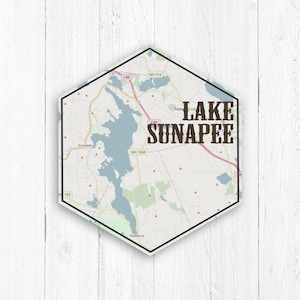 Lake Sunapee New Hampshire Hexagon Canvas, Lake Sunapee Canvas Print, Lakes of America, Nautical Map, Travel Collection, Visit Lake Sunapee