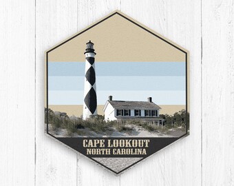 Cape Lookout North Carolina Hexagon Canvas, Cape Lookout Print, Cape Lookout North Carolina Illustration, Cape Lookout North Carolina Canvas