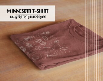 Illustrated Minnesota State Shirt By Printed Marketplace