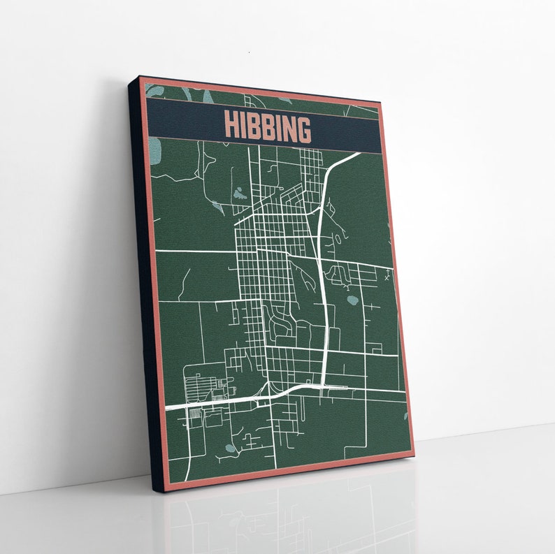 Hibbing Minnesota City Street Map Hanging Canvas Map of Etsy