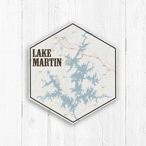 Impression sur toile hexagonale Lake Martin, toile Lake Martin, carte nautique, toile hexagonale, collection voyage, impression hexagonale Martin Lake Alabama