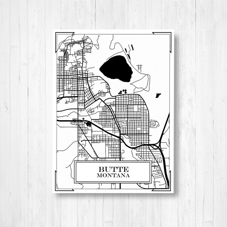 Butte Montana Street Map Hanging Canvas Map of Butte Etsy