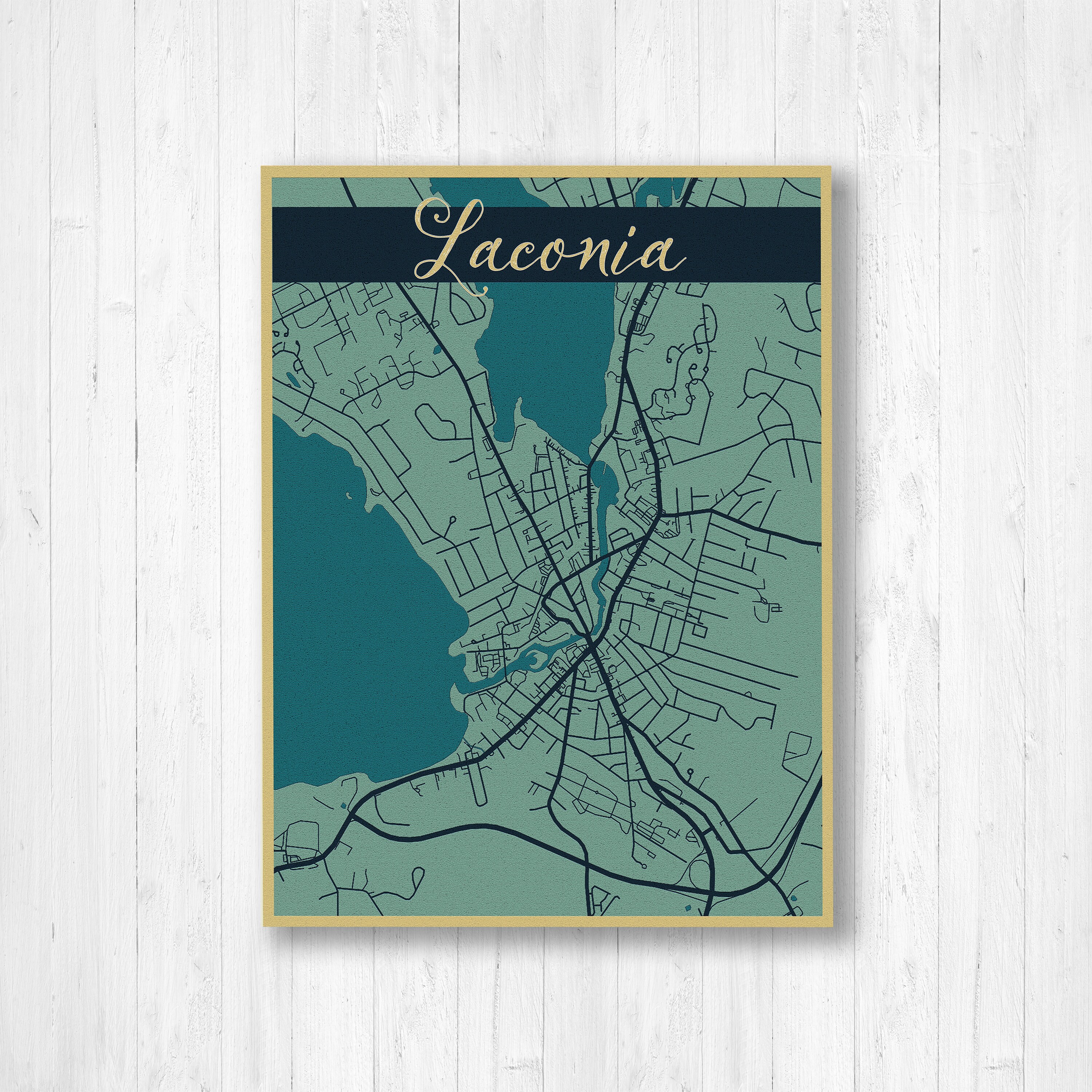Laconia New Hampshire Urban City Street Map Etsy