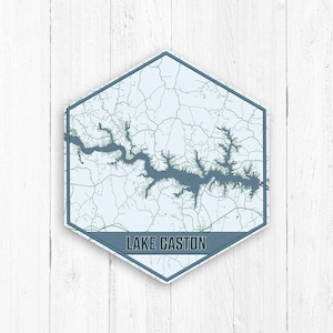 Lake Gaston Virginia Print, Lake Gaston Canvas, Blue Lake Map, Lake Gaston Hexagon Canvas, Lake Gaston Virginia Canvas Print,Lake Gaston Map