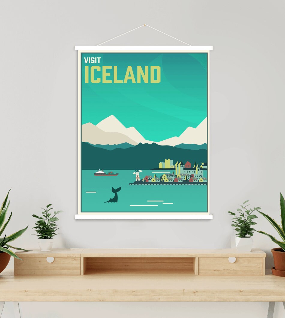 Iceland Svartifoss Retro Home Wall Decor Travel Advertisement Art Poster Print. 