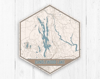 Candlewood Lake Connecticut Print, Candlewood Lake Canvas, Candlewood Lake Map, Candlewood Lake Hexagon Canvas, Candlewood Lake Canvas Print