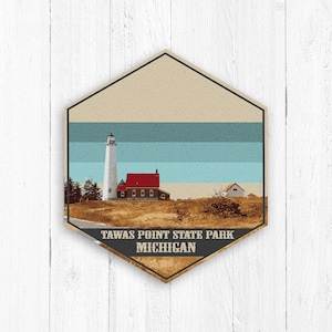 Tawas Point State Park Hexagon Canvas, Tawas Michigan, Michigan Art, Michigan Gift, Hexagon Art, Home Decor, Tawas PointCanvas Hexagon Print