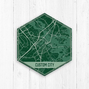 Custom Green Hexagon City Map Print by Printed Marketplace