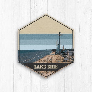 Lake Erie Hexagon Canvas, Lake Erie Michigan Wall Art, Lake Erie Canvas, Lake Erie Hexagon, Lake Erie Art, Lake Erie Decor, Lake Erie Design