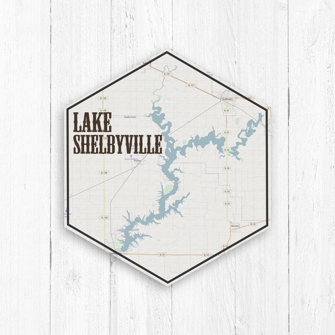 Lake Shelbyville Illinois Hexagon Canvas Lake Shelbyville Art Lakes Il L3is 