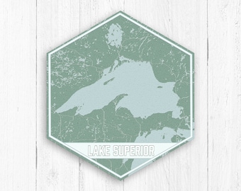 Lake Superior Michigan Hexagon Lake Map by Printed Marketplace