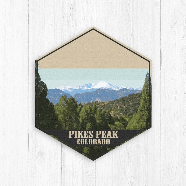 Pikes Peak Canvas, Pikes Peak, Colorado, Hexagon Canvas, Travel Souvenir, Travel Collection, Visit Pikes Peak, Visit Colorado, Souvenir Idea