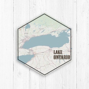 Lake Ontario Hexagon Canvas, Lake Ontario Canvas, Great Lakes, Nautical Map, Travel Collection, Lake Ontario Print Map, Visit Great Lakes