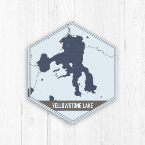 Impression hexagonale du lac Yellowstone au Wyoming, toile du lac Yellowstone, carte nautique du lac Yellowstone, collection de voyage, impression du lac Yellowstone