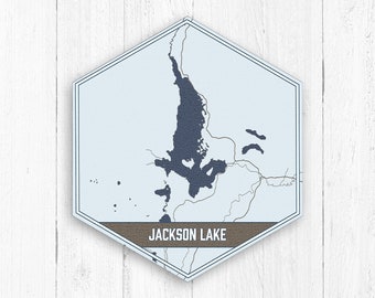 Jackson Lake Wyoming Hexagon Print, Jackson Lake Canvas, Jackson Lake Nautical Map, Travel Collection, Jackson Lake Print, Jackson Lake