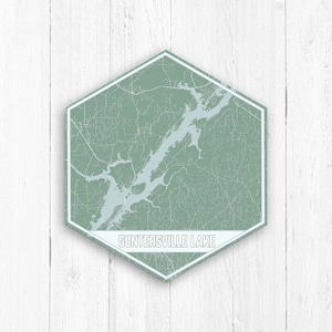 Guntersville Lake Alabama Hexagon Lake Karte von Printed Marktplatz