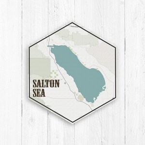 Impresión del mapa del lago hexagonal del mar de Salton, California, de Printed Marketplace