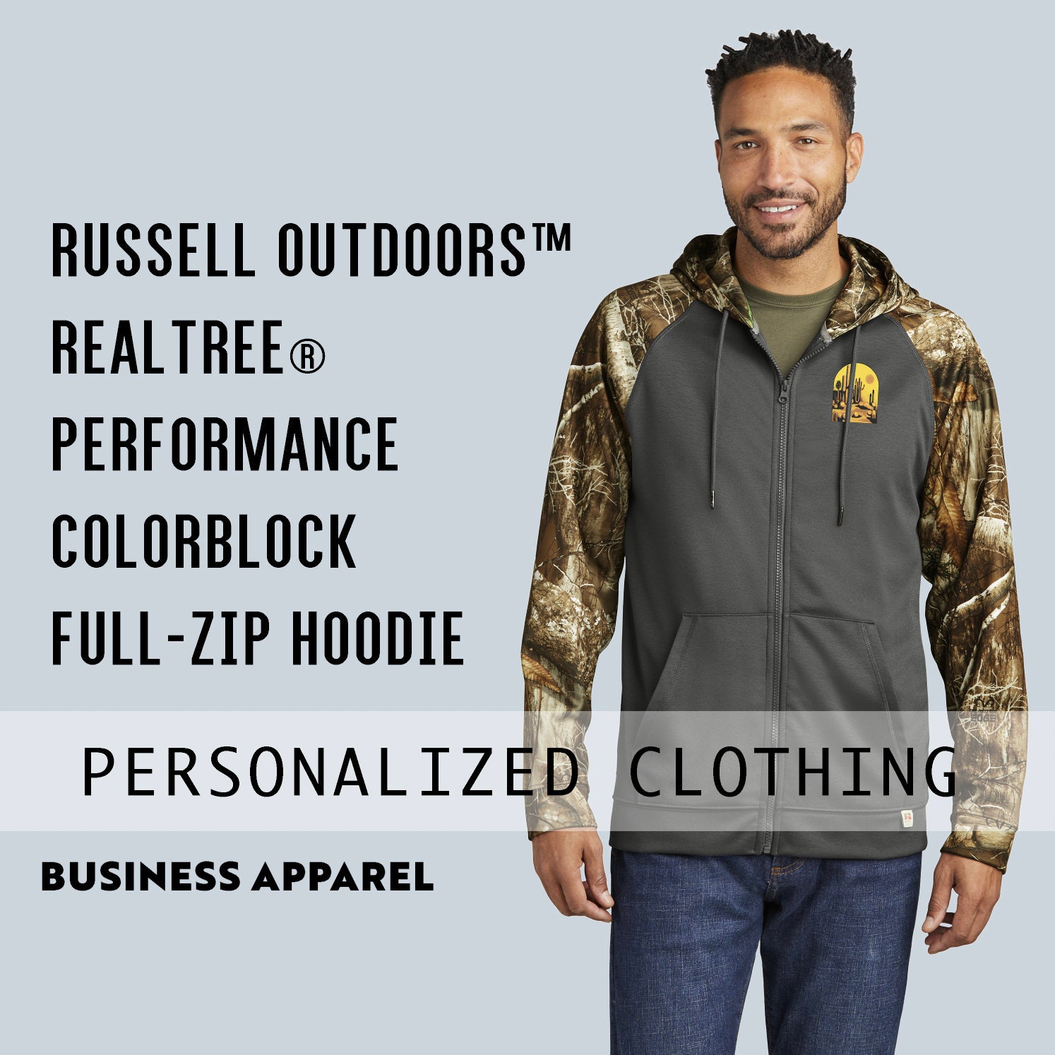 Personalized Camo Full Zip Windbreaker 