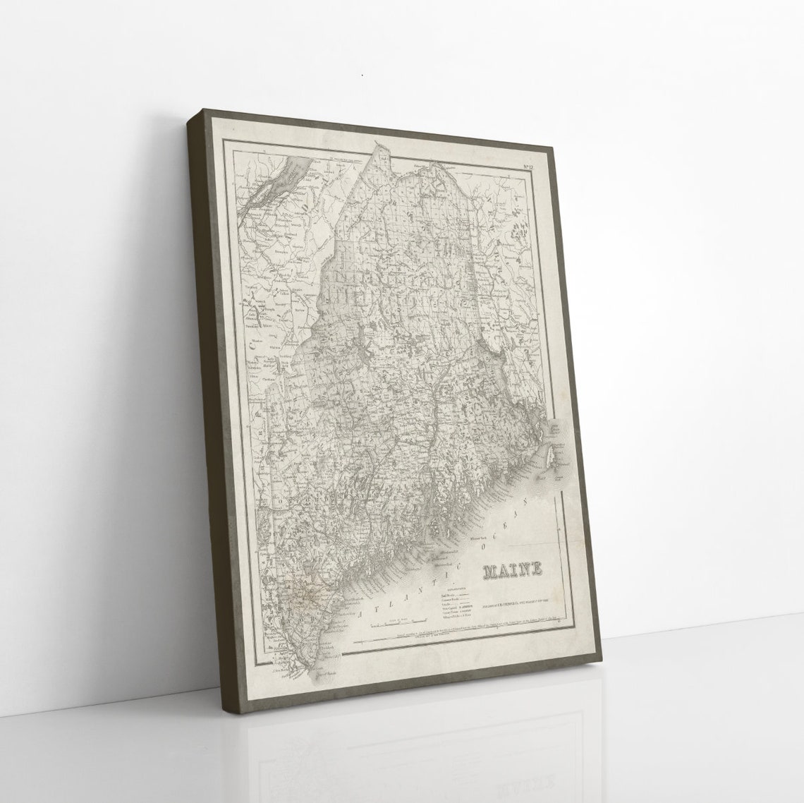 Maine Antique State Map Print Maine Canvas Map Art Printed | Etsy