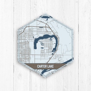 Tela esagonale Carter Lake Nebraska di Printed Marketplace