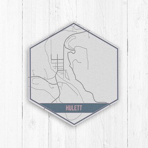 Hulett Wyoming Street Map, Hulett Wyoming Hexagon, Carte des rues grises et bleues, Hulett Print, Hulett Wyoming Map, Hulett Hexagon City Canvas