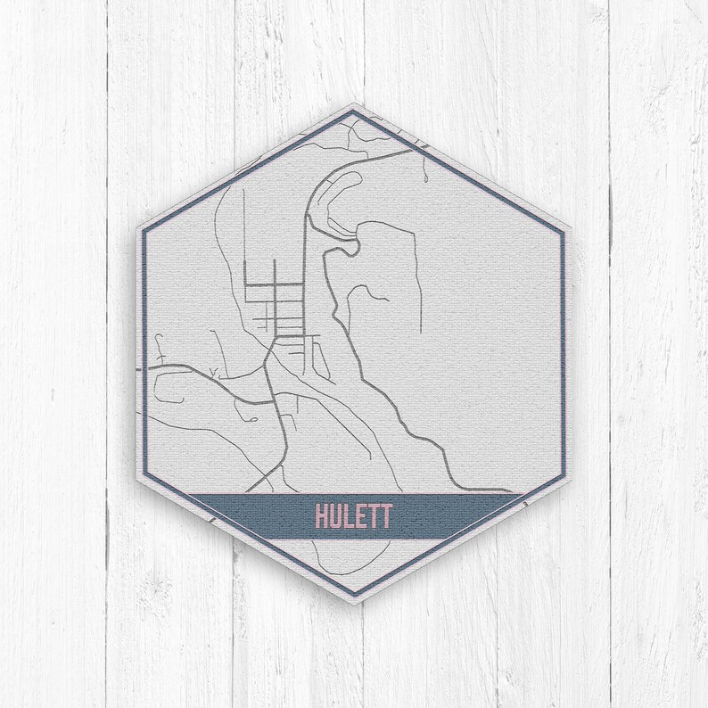 Hulett Wyoming Street Map Hulett Wyoming Hexagon Gray and Etsy