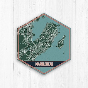 Marblehead Massachusetts Hexagon Street Lake Print, Marblehead City Street Map, Marblehead Canvas, Marblehead Street Map, Hexagon Street Map